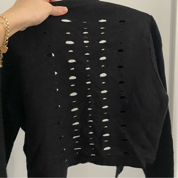 Alfani Women’d Cropped Open Front Wool Black Cardigan size M - Picture 4 of 4